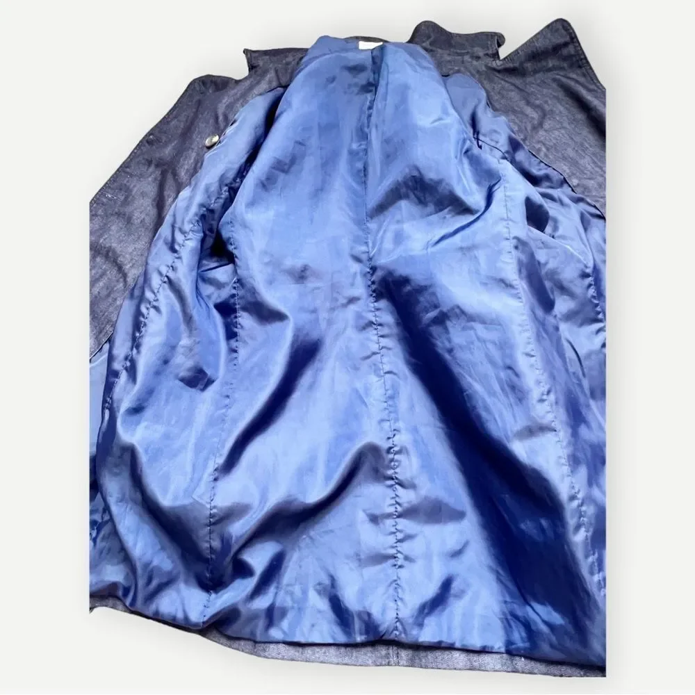 Gap Belted Blue Denim Double Breasted Lined Collared Jean Jacket Coat. Small.